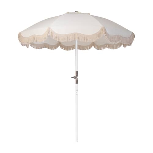 Ombrellone The Club tessuto bianco / Ø 200 cm - BUSINESS & PLEASURE - Bianco / Antico - Alluminio, Fibra di vetro, Tessuto per esterni
