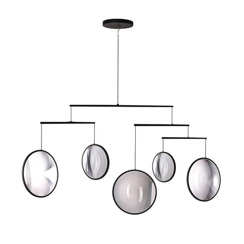 Focus X5 Pendant metal black / LED - L 160 x H 131 cm - DCW éditions - Black - Aluminium, PMMA