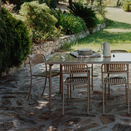 rechteckiger Tisch Patio metall grün / 140 x 80 cm - Vollständiges Stahlblech - Tolix - Grünes Zuckerrohr - rostfreier Stahl