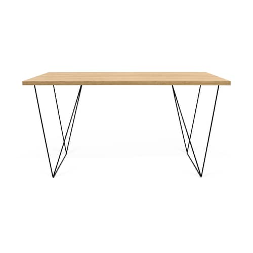 Scrivania Oscar legno naturale / L 140 x P 75 cm - Rovere - POP UP HOME - Rovere / Gambe nera - , Impiallacciatura rovere, MDF, metallo laccato