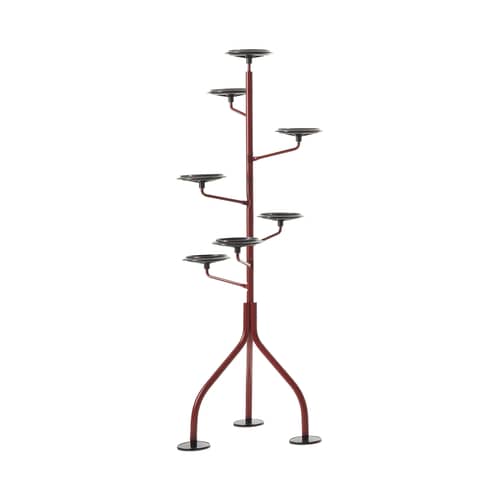 Support pour pot de fleurs Albero   / Achille Castiglioni, 1983 - H 152 cm - Zanotta - Amarante - Acier verni, Polyamide