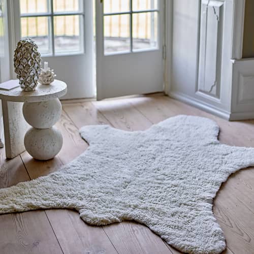 Table d\'appoint Tally / Ø 46 x H 46 cm - Résine effet pierre - Bloomingville - Blanc - Résine effet pierre