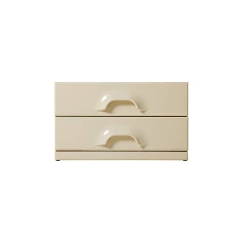 Table de chevet Chest of drawers bois beige / Rangement 2 tiroirs - L 60 x P 35 x H 35,2 cm - HK LIVING - Crème - MDF laqué