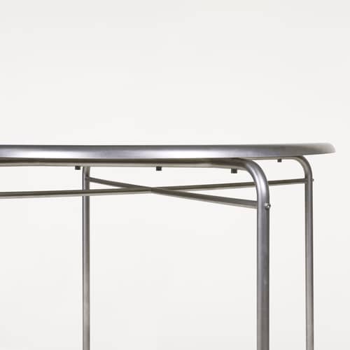 Tavolo rotondo Petit Rond OUTDOOR metallo / Ø 90 cm - Frama  - Acciaio spazzolato - Acciaio inossidabile satinato
