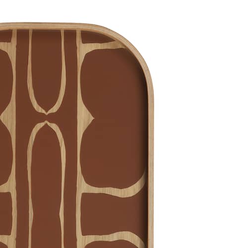 Second Nature Tray wood brown / 42 x 24 cm - Ethnicraft - Second Nature / Auburn & Oak - Oak veneer, Silkscreen printing glass