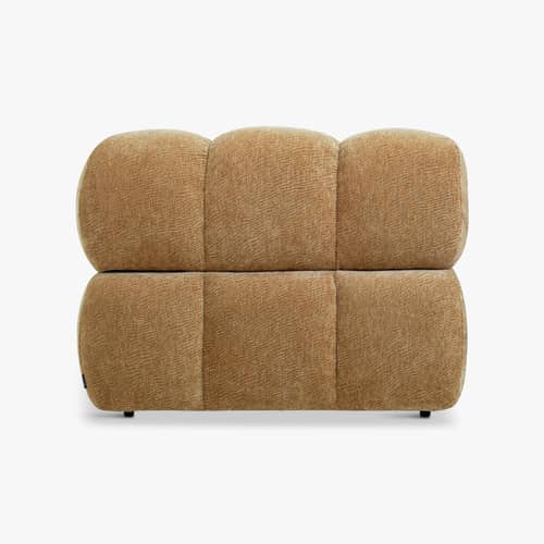 Gepolsterter Sessel Waffle textil braun / Sofa modulierbar – Austauschbare Armlehne - NV GALLERY - Camel, gekräuselt - Gewebe, High Density-Schaum