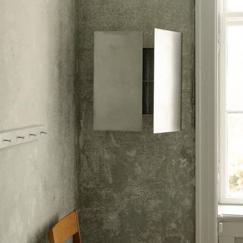 Sheet Cabinet Wall storage metal / 2 doors - W 59.6 x H 59.6 x D 16 cm - Frama  - Brushed steel - Brushed stainless steel