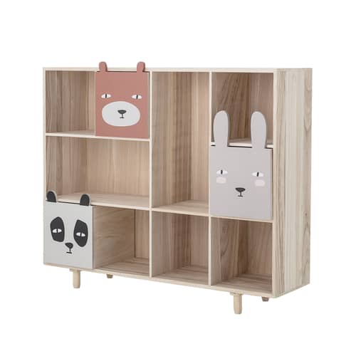 Bibliothèque Animaux bois multicolore / 3 tiroirs - L 107 x H 94 cm / Seconde vie - Bloomingville - Gris / Bois - Bois de paulownia, MDF