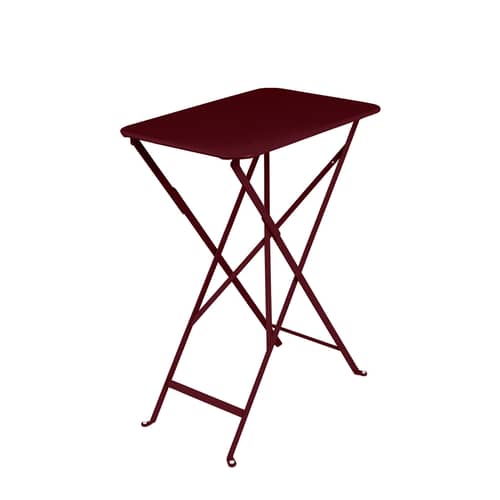 Bistro Foldable table metal red / 57 x 37 cm - Steel / 2-seater - Fermob - Black cherry - Lacquered steel