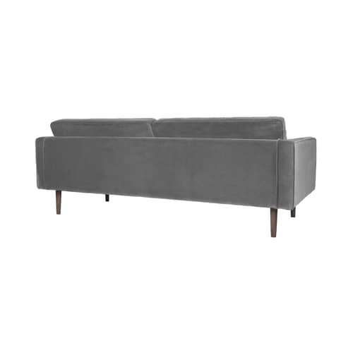 Canapé droit Wind tissu gris / L 200 cm - Velours - BROSTE COPENHAGEN - Gris - Aggloméré, Chêne huilé teinté, Mousse, Velours polyester