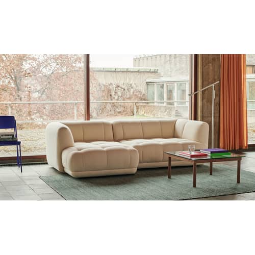 Couchtisch Kofi glas holz natur / 80 x 80 cm - Glas & Holz - Hay - Eiche / Riffelglas transparent - Geriffeltes Hartglas, massive Eiche