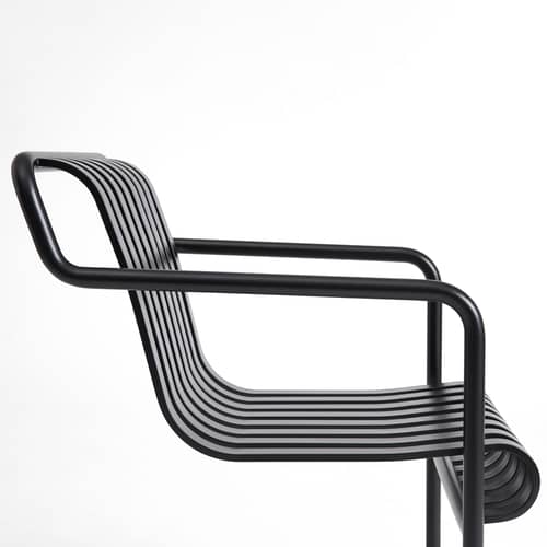 Fauteuil de repas Palissade Cantilever métal noir / Large - Hay - Anthracite - Acier thermolaqué