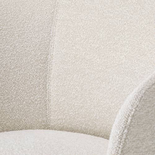 Fauteuil rembourré Mikado / Pieds bois - Vitra - Perle (tissu bouclé Nubia 01) / Chêne naturel - Chêne massif, Mousse polyuréthane, Polypropylène recyclé, Tissu Nubia