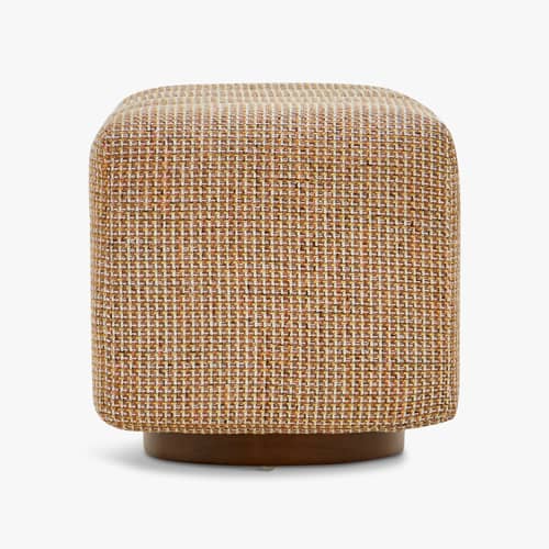 Gepolsterte Bank Jollin textil gelb / L 101 cm - NV GALLERY - Gelb / Nussbaum - Gebeizte Massiveiche, Schaumstoff, Tissu Tweed
