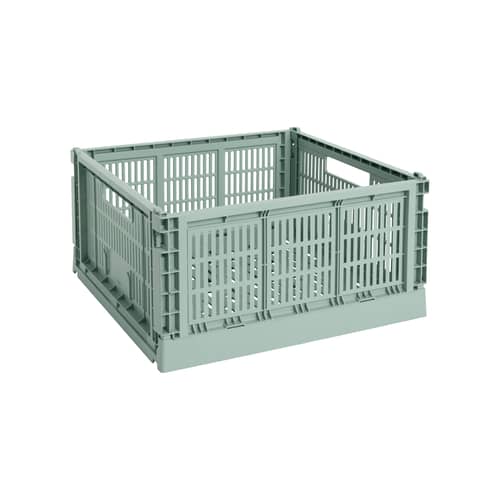 Korb Colour Crate plastikmaterial grün Large Square / 42 x 42 cm - Recycled - Hay - Grün Salbei - Recyceltes Polypropylen