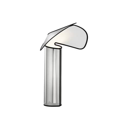 Lampe de table Chiara métal / H 41 cm - Réédition 1969 - Flos - Alu poli / Liseré anthracite - Aluminium