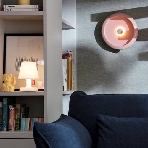 Applique d\'extérieur Oloha Large / Lampe sans fil - Ø 37,5 cm - Fatboy - Rose poudré - ABS, Aluminium thermolaqué, Silicone