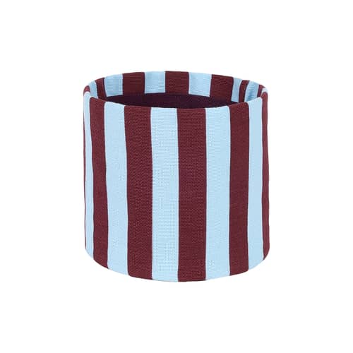 Panier  tissu bleu / H 17 cm - NOBODINOZ - Bordeaux & bleu / Rayé - Coton biologique, Polyester