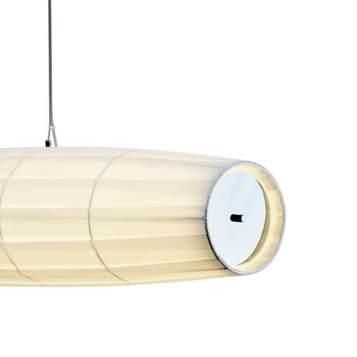 Pendelleuchte Colonne Horizontal textil weiß / LED - L 130 cm - Dix Heures Dix - L 130 cm / Weiß - Aluminium, Plissiertes Acrylgewebe