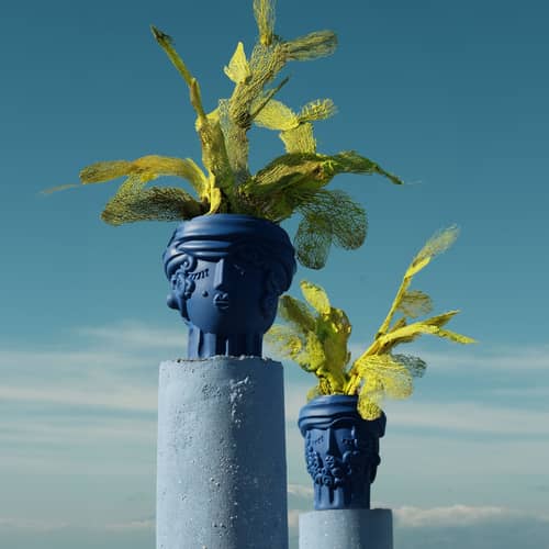 Vase Magna Graecia - Woman / H 33 cm - Terre cuite - Seletti - Bleu cobalt - Terre cuite