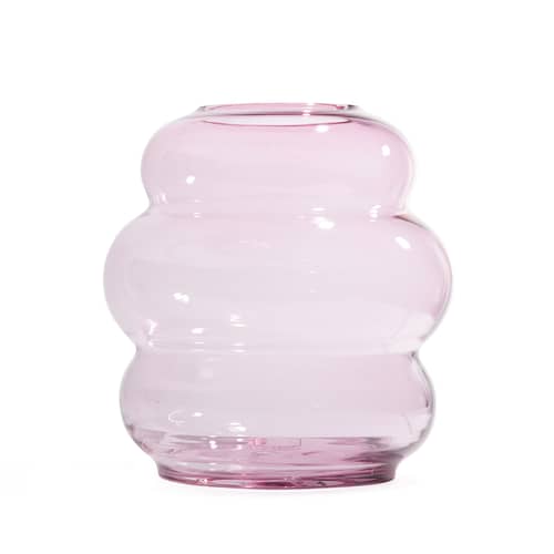 Vase Muse XL verre rose violet / Cristal de Bohême - Ø 26 x H 30 cm - Fundamental Berlin - Rubis - Cristal de Bohême
