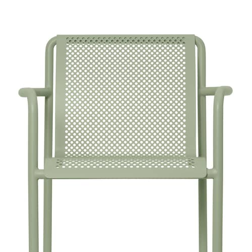 Armlehnstuhl Dapple metall grün / Locher - Ferm Living - Grüner Tee - Verzinkter, pulverbeschichteter Stahl