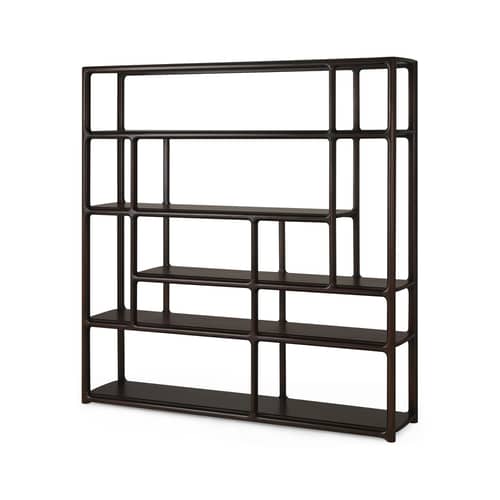 Bibliothèque Eda bois marron / L 181 x H 188 cm - Ethnicraft - Acajou brun foncé - Acajou massif