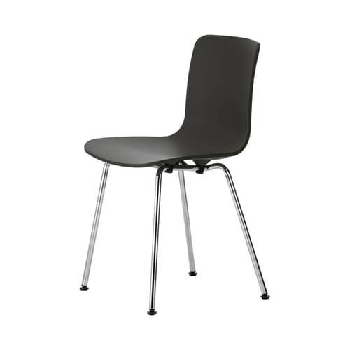 HAL RE Tube Chair plastic material black / Recycled plastic - Vitra - Dark black / Chrome-plated legs - Recycled polypropylene, Steel