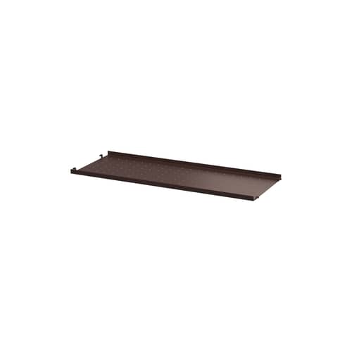 Étagère métal perforé / Rebord bas - L 78 x P 30 cm - String Furniture - Marron foncé - Acier thermolaqué