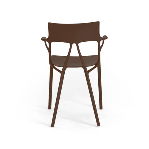 Fauteuil A.I / Conçu par une intelligence artificielle - 100% recyclé - Kartell - Moka - PMMA recyclé