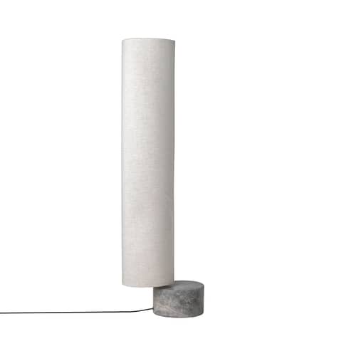 Lampadaire The Unbound LED / H 120 cm - Tissu & marbre / Pivotant - Gubi - Toile beige / Marbre gris - Marbre, Toile