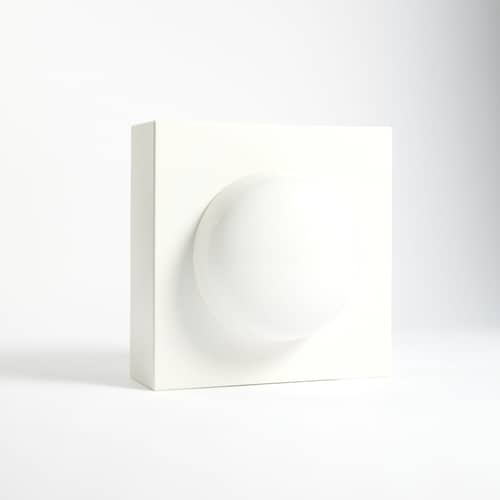 Lampe de table Hublot / Sans pied - 45 x 45 cm - Axel Chay - Blanc - Acier laqué, Verre