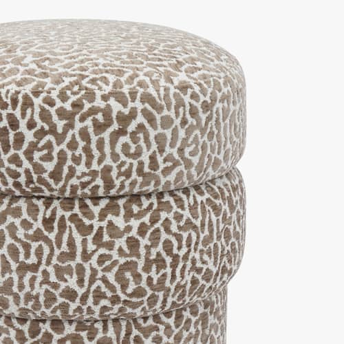 Pouf Mdina tessuto marrone - NV GALLERY - Caramello - Schiuma ad alta densità, Tissu Tweed
