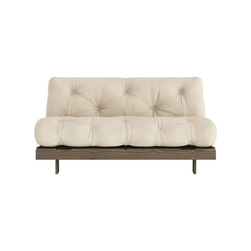 Schlafcouch Roots holz beige / B 160 cm - 3 Positionen / Struktur Braun - KARUP - Beige 747 / Holz Braun - FSC-zertifizierte, lackierte Massivkiefer, Gewebe, Recycelte Mischfasern, Schaumstoff