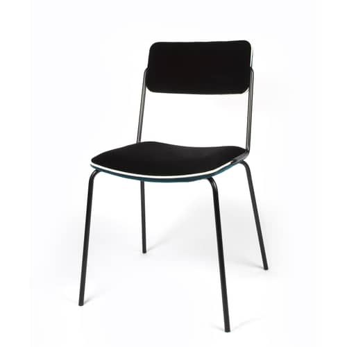 Sedia imbottita Double jeu tessuto blu nero / Velluto - Maison Sarah Lavoine - Blu Sarah / Nero - Acciaio laccato, Espanso, Legno, Velluto
