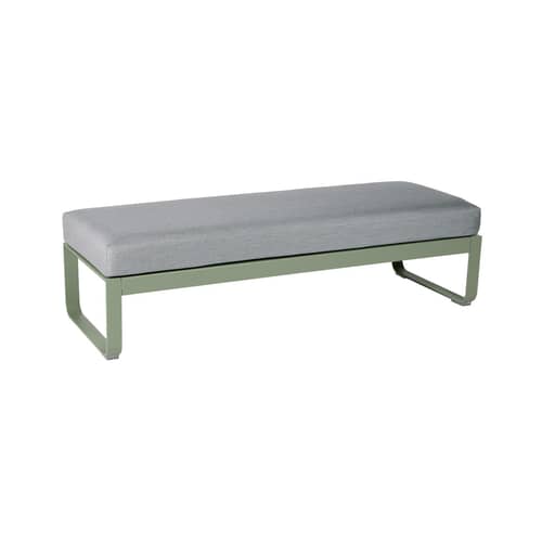 Banc rembourré Bellevie métal tissu gris / Table basse (coussin amovible) - L 148 cm / Gris flanelle - Fermob - Cactus / Tissu gris flanelle - Aluminium, Mousse, Tissu Outdoor Sunbrella