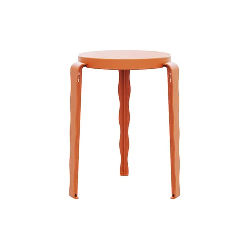 Tabouret empilable Lou Vague by Uchronia / Hêtre monochrome - TIPTOE - Orange - Acier thermolaqué, Hêtre certifié laqué