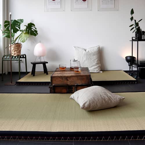 Tatami Mat / 70 x 200 cm - KARUP DESIGN - Naturel & noir - Coton, Jonc tissé, Paille de riz
