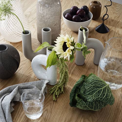 Vase Hector U céramique beige / L 14,5 x H 16 cm - BROSTE COPENHAGEN - Tourterelle (mat) - Grès émaillé