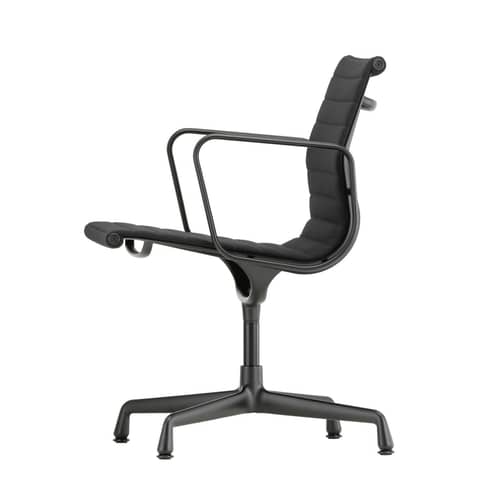 Poltrona girevole Aluminium Chair EA108 tessuto nero / Base 4 razze - Vitra - Nero (tessuto Hopsak) / Piede nero - , Tessuto