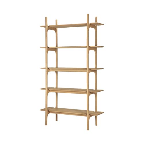 Bücherregal PI holz natur / B 110 x H 187 cm - Ethnicraft - Geölte Natur geölte Eiche - Geölte Massiveiche