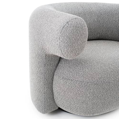 Drehsessel Burra Outdoor textil grau - Normann Copenhagen - Grau (Stoff Wolf wan J617) - FSC-zertifiziertes Holz, Outdoor-Stoff, Schaumstoff, Stahl