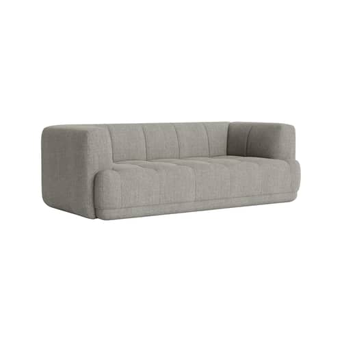 Canapé droit Quilton tissu gris / 2 places - L 214 cm - Matelassé - Hay - Gris (tissu Yuma 1009) -  Ouate, Bois, Mousse PU, Tissu