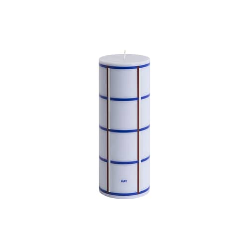 Candela a blocco Column cera blu / Ø 7 x H 20 cm - Hay - Azzurro, Blu scuro e bordeaux - , Stearin