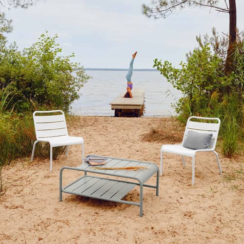 Lounge chair Luxembourg Fermob Low seat Brown Metal Made