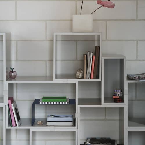 Etagère Stacked / Medium carré 43x43 cm/ Sans fond - Muuto - Vert kaki - MDF peint