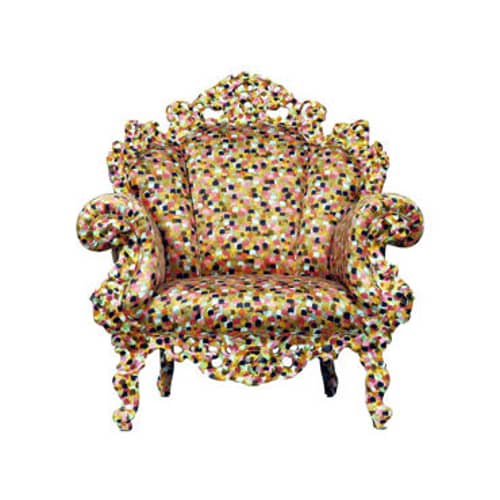 Fauteuil rembourré Proust / Alessandro Mendini, 1978 - Cappellini - Couleurs foncées - Hêtre massif, Polyuréthane expansé, Tissu