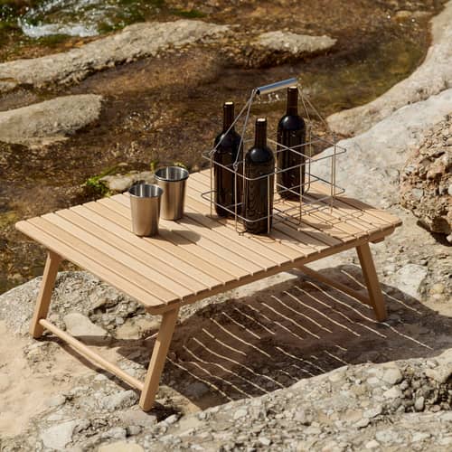 Klappbarer Couchtisch Outdoor Market holz natur / 78 x 58 x H 29.5 cm - Jasper Morrison - Hay - Natürliche Buche - FSC-zertifizierte Buche