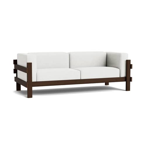 Sofa Kube textil grau / L 220 cm - Normann Copenhagen - Dunkelbraun / Hellgrau (Hallingdal 110) -  Plumes, High Density-Schaum, Kvadrat-Gewebe, Öko-zertifizierte massive Kiefer