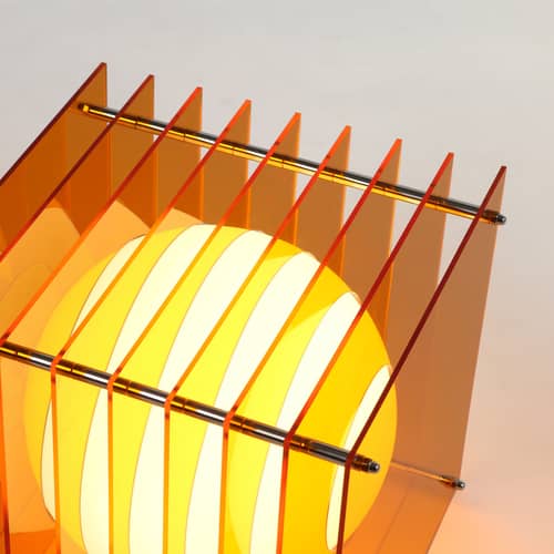 Lampe de table Lop Small Square plastique orange / Lauréat Archiproducts Design Award - BANG - Orange - Acrylique, Inox, Verre